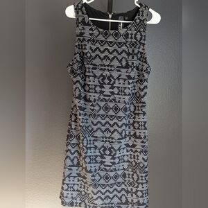 Trixxi Black and White Patterned Midi Dress